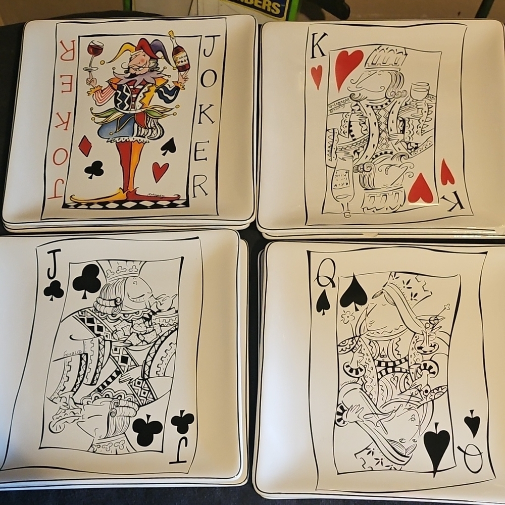Playing Card Themed Ceramic Plates Set